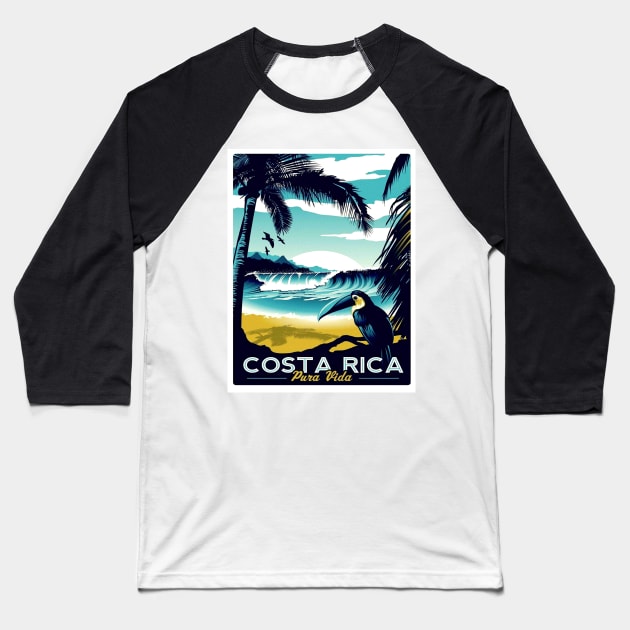 Costa Rica Vintage Travel and Tourism advertising Print Baseball T-Shirt by posterbobs